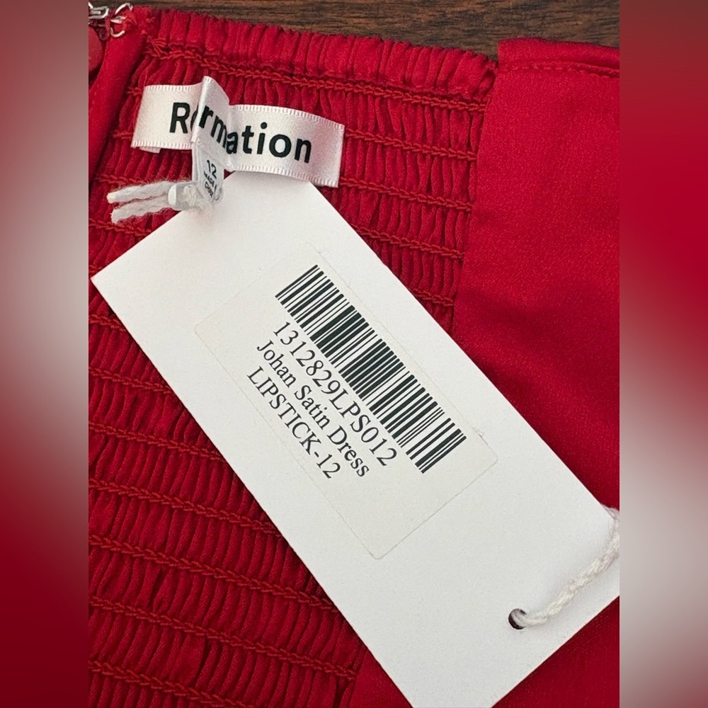 Reformation Johan Strapless Midi Dress Lipstick Red NWT Size 12 - Picture 9 of 9